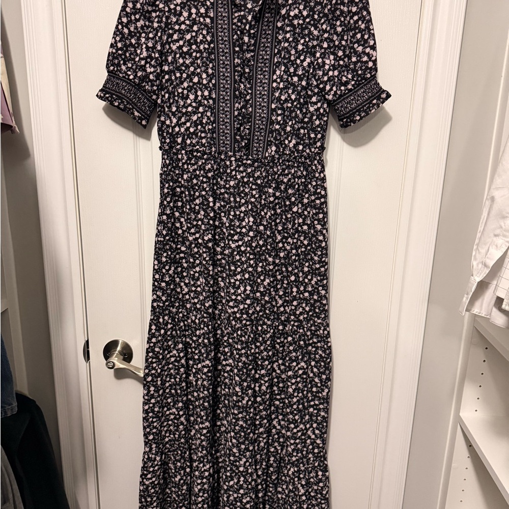 Chic Black and Pink Floral Maxi Dress